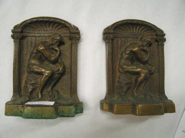 Appraisal: Deco Bronzed Bookends The Thinker