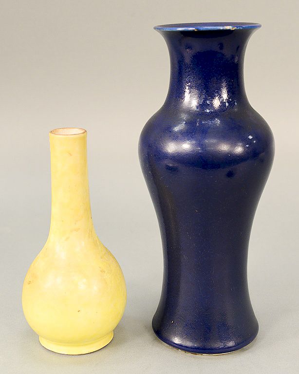 Appraisal: Two piece Chinese lot to include yellow monochrome bottle vase