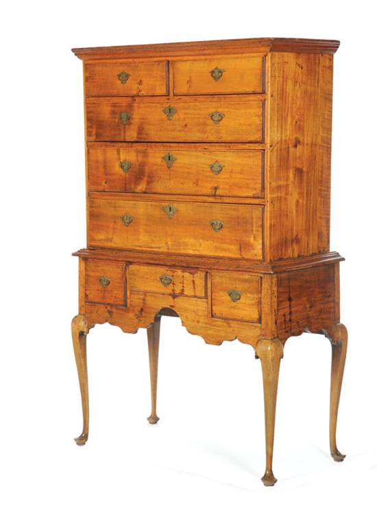 Appraisal: QUEEN ANNE HIGH CHEST OF DRAWERS New England th century