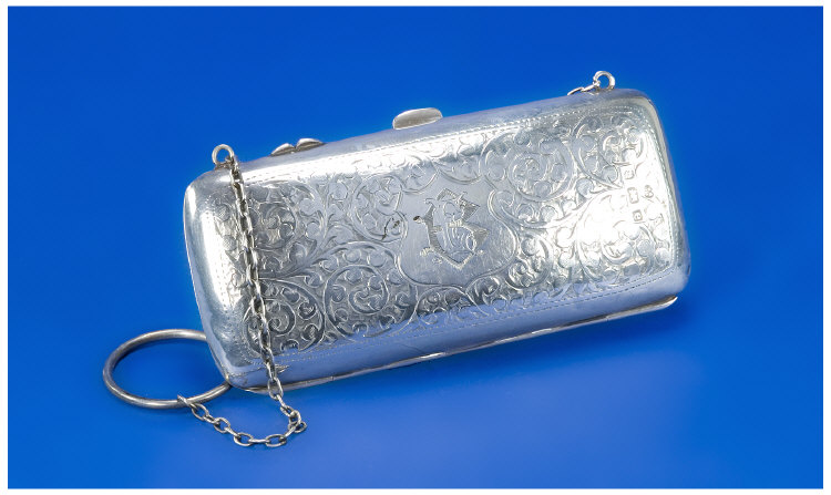 Appraisal: Edwardian Silver Opera Purse Of Rectangular Form The Whole With