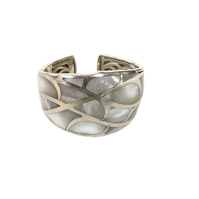 Appraisal: Sterling Silver with Mother of Pearl Bracelet Sterling Silver with