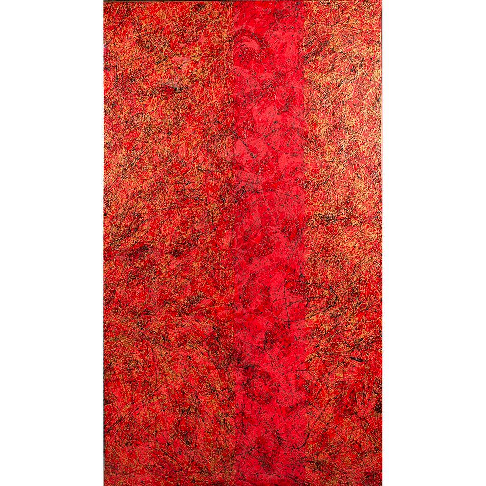 Appraisal: Janice Griffith Painting Red Crossing Unframed oil on canvas abstract