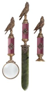 Appraisal: FABERGE STYLE DESK SET A RUSSIAN STYLE GEM SET AND