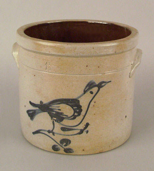 Appraisal: One and a half gallon stoneware crock th c with