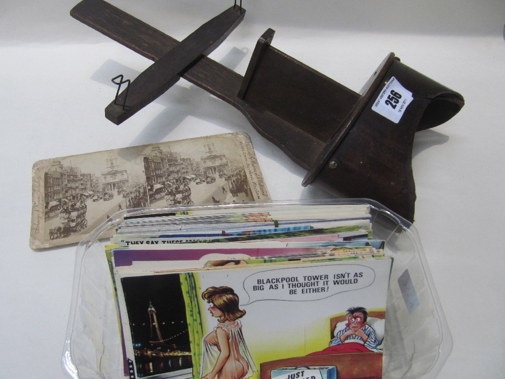 Appraisal: Lot comprising stereoscope some slides and a quantity of saucy