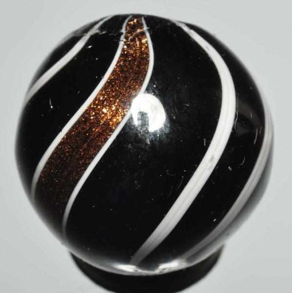 Appraisal: Black Opaque Banded Lutz Marble Description Black opaque with white