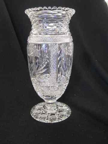 Appraisal: Cut Glass Vase heavily cut with panelsof flowers - ''