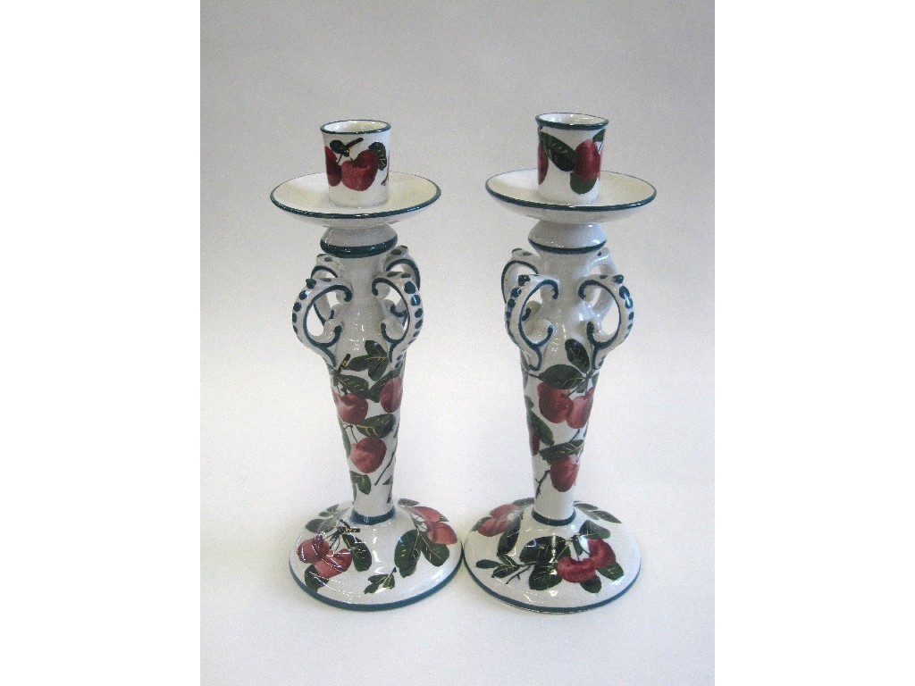 Appraisal: Pair of Wemyss 'Cherry' candl