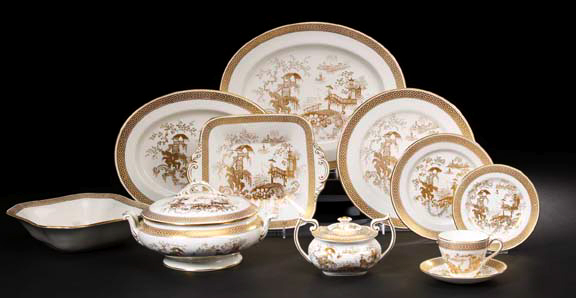 Appraisal: Seventy-Seven-Piece Spode White-and-Gold Porcelain Partial Dinner Service for Twelve Persons