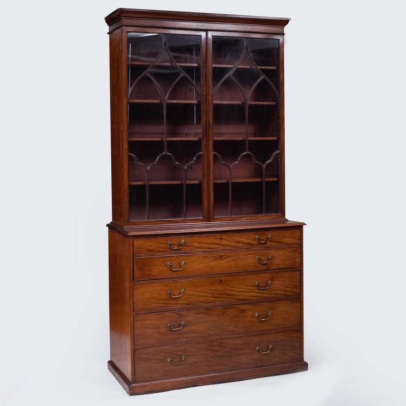 Appraisal: George III Mahogany Bureau Bookcase ft in x ft in