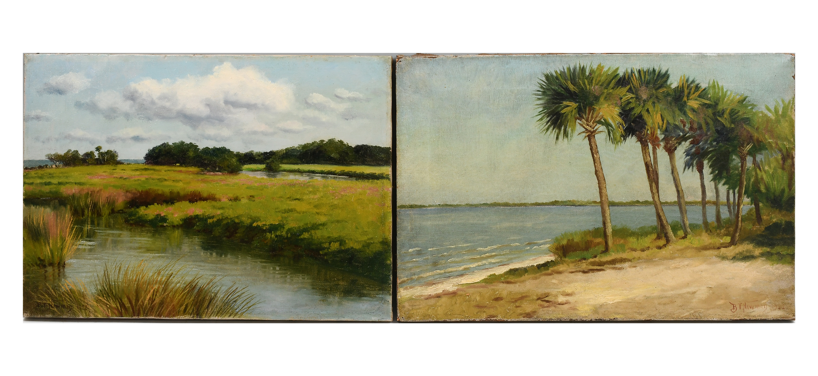 Appraisal: NEWMAN Benjamin Tupper American - Two Unframed Landscape Paintings Florida