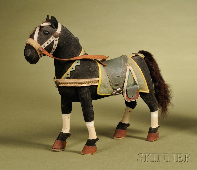 Appraisal: Wool and Felt Covered Horse Toy th century mounted with