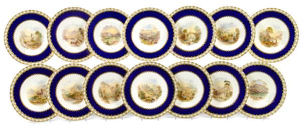 Appraisal: A set of fourteen English topographical cabinet plates with views