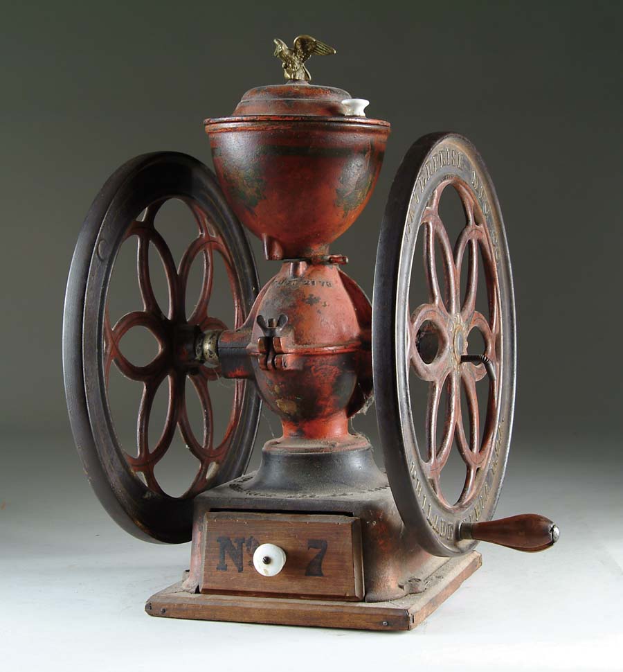 Appraisal: ENTERPRISE NO COFFEE GRINDER Cast-iron coffee grinder with diameter wheels