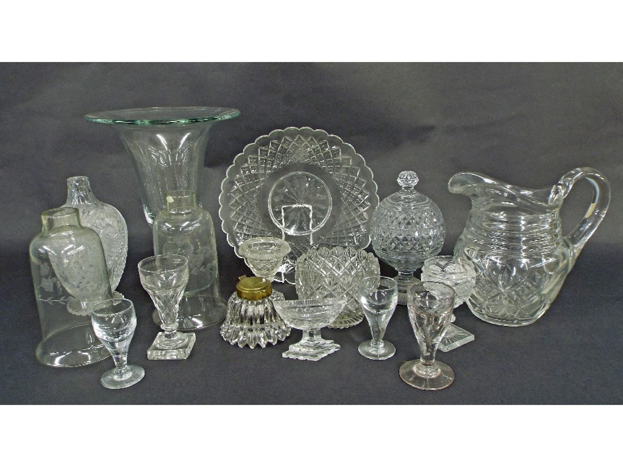 Appraisal: Large collection of quality cut glassware to include lidded candy