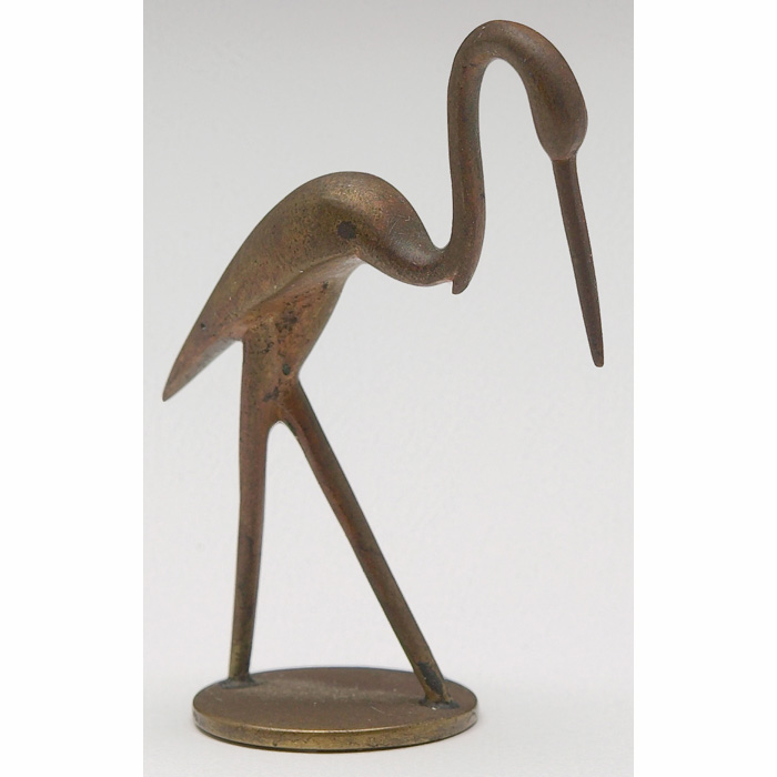 Appraisal: Hagenaur figural heron in bronzed metal original patina impressed marks