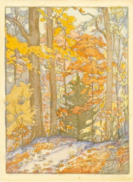 Appraisal: JANE BERRY JUDSON Three color woodblock prints An Autumn Road