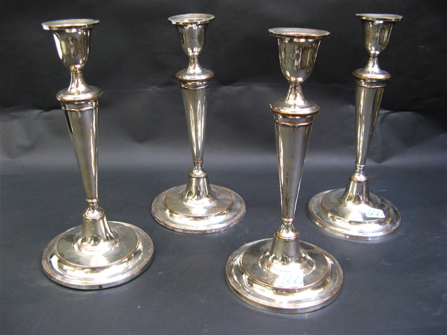 Appraisal: SET OF EDWARDIAN SILVER ON COPPER CANDLESTICKS c - Pedestal