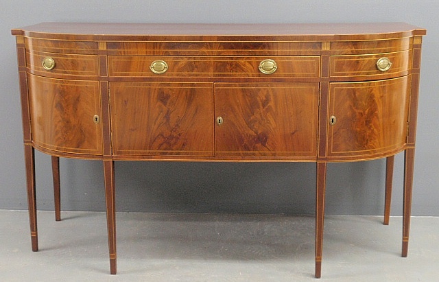 Appraisal: - inlaid mahogany sideboard c with a D-shaped top above