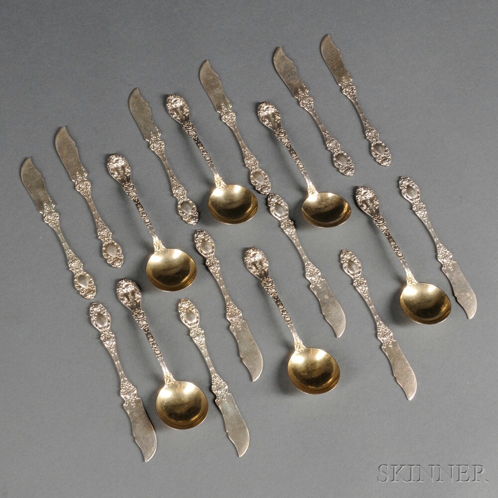 Appraisal: Eighteen Pieces of American Sterling Silver Flatware twelve Wallace Lucerne