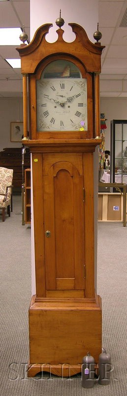 Appraisal: Federal Birch Tall Clock New Hampshire with arch scroll top