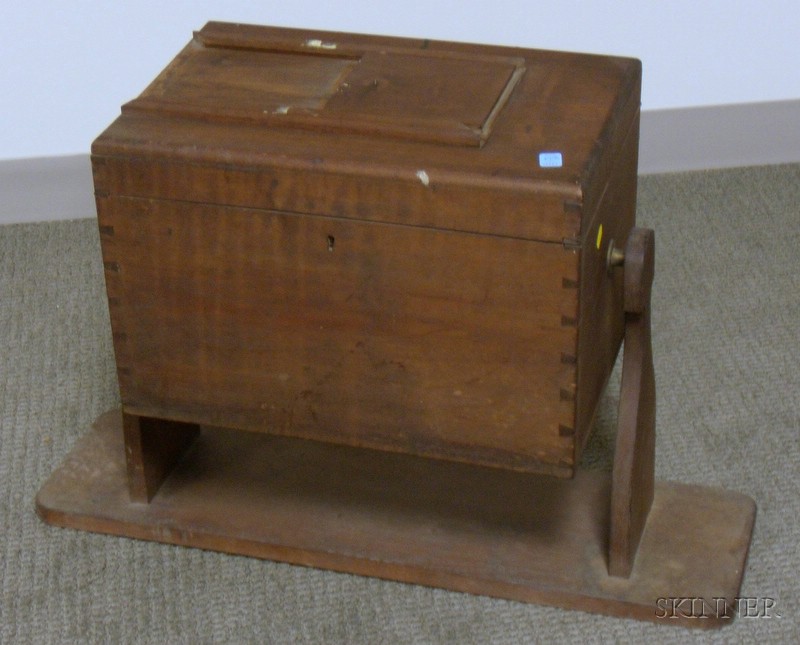 Appraisal: Mahogany Dovetail-constructed Spinning Lottery Box on Stand box lg in