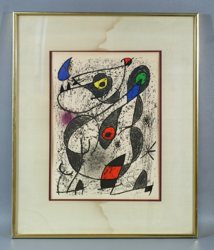 Appraisal: After Joan Miro color lithograph x image pencil monogram lower