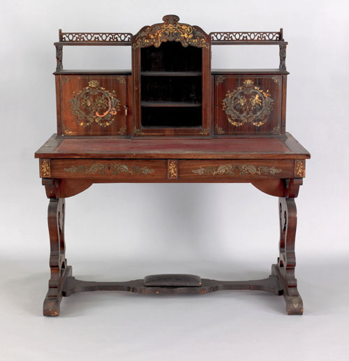 Appraisal: Victorian rosewood and metallic inlay desk ca h w Provenance