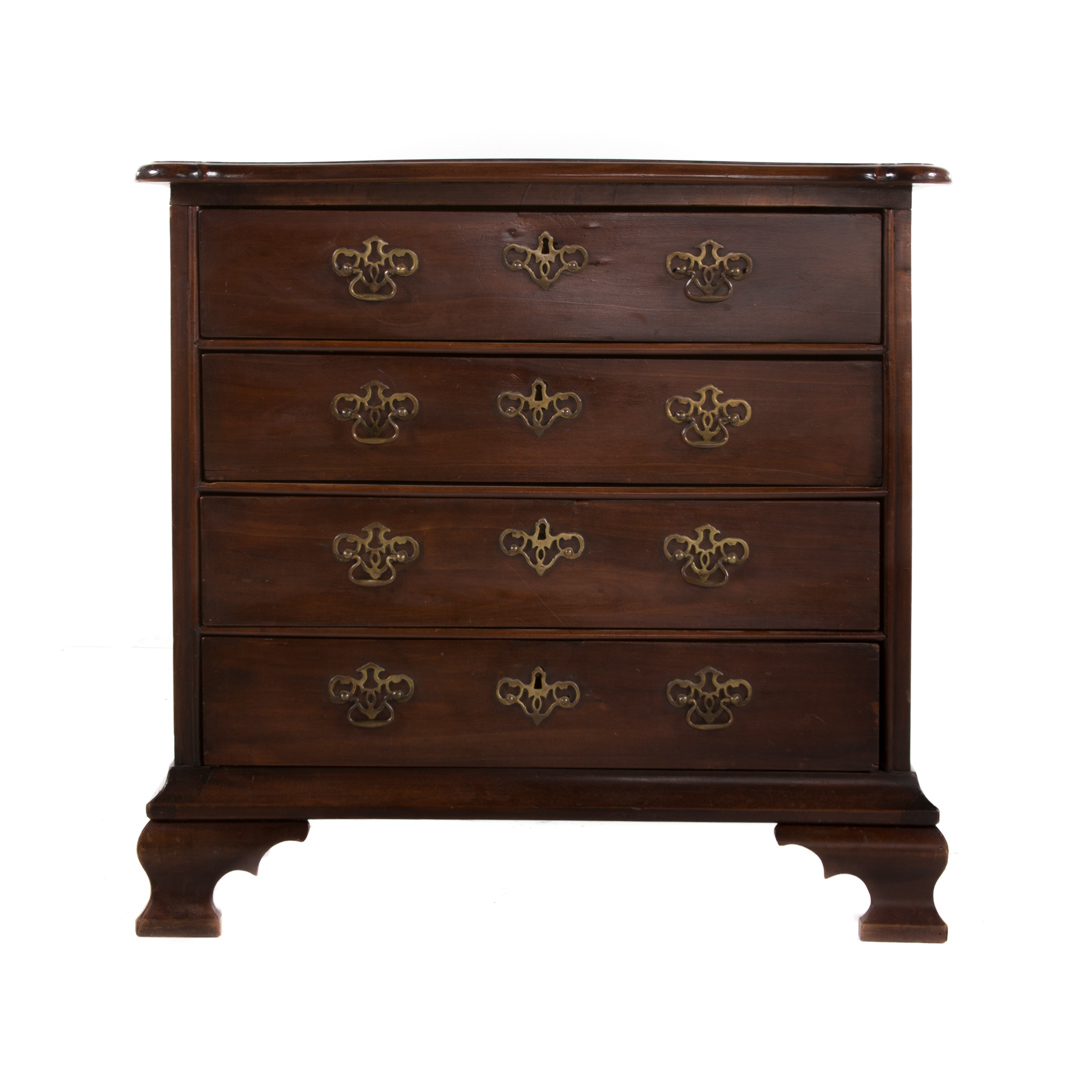 Appraisal: Chippendale style walnut chest of drawers th century flat top