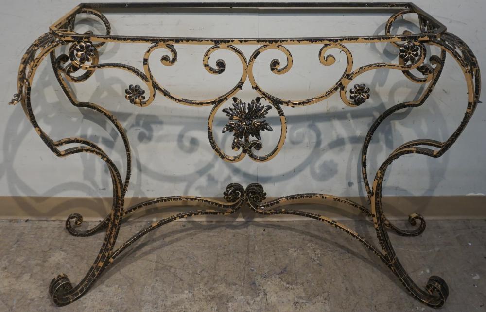 Appraisal: ROCOCO STYLE PARCEL GILT PATINATED METAL CONSOLE TABLE LACKING TOP