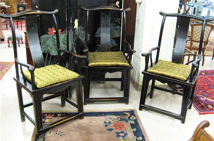 Appraisal: A SET OF THREE MING-STYLE ARMCHAIRS Chinese th century the