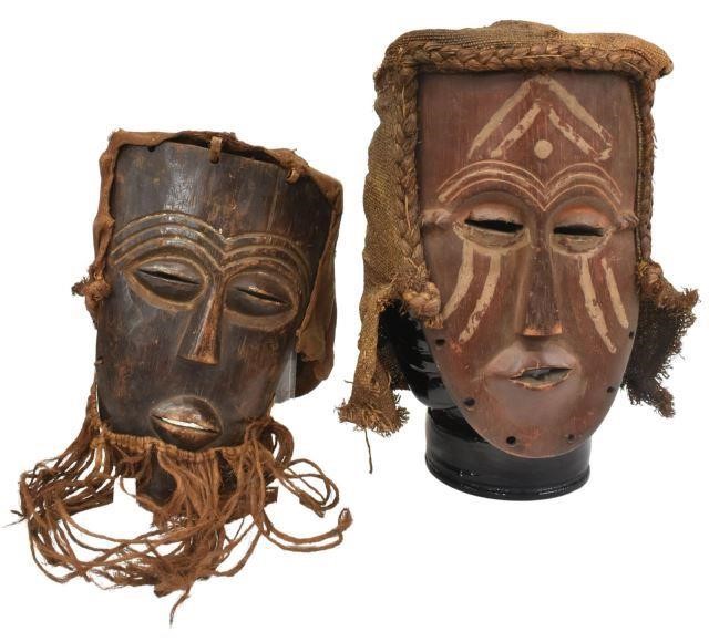 Appraisal: lot of Carved African wood masks possibly from the Chokwe