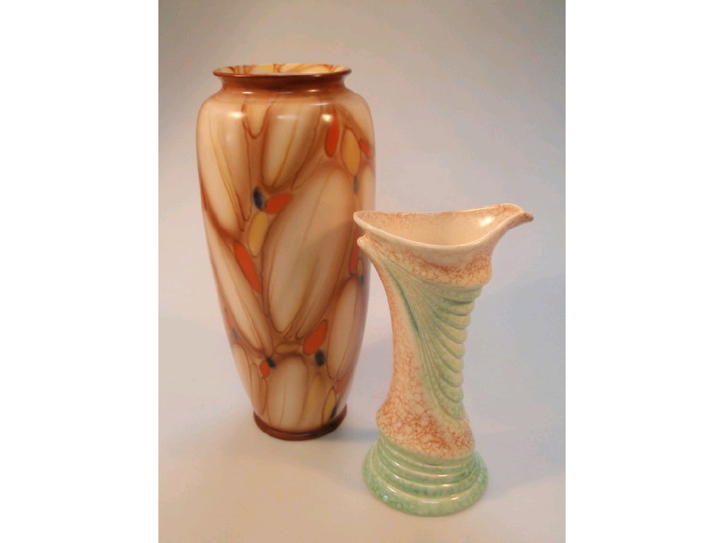 Appraisal: A Falcon ware Burma pattern vase Athens shape cm high