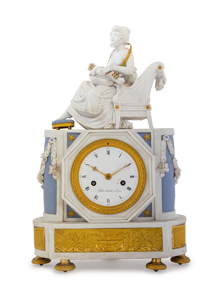 Appraisal: An Empire Style Gilt Metal Mounted Bisque Porcelain Mantel Clock