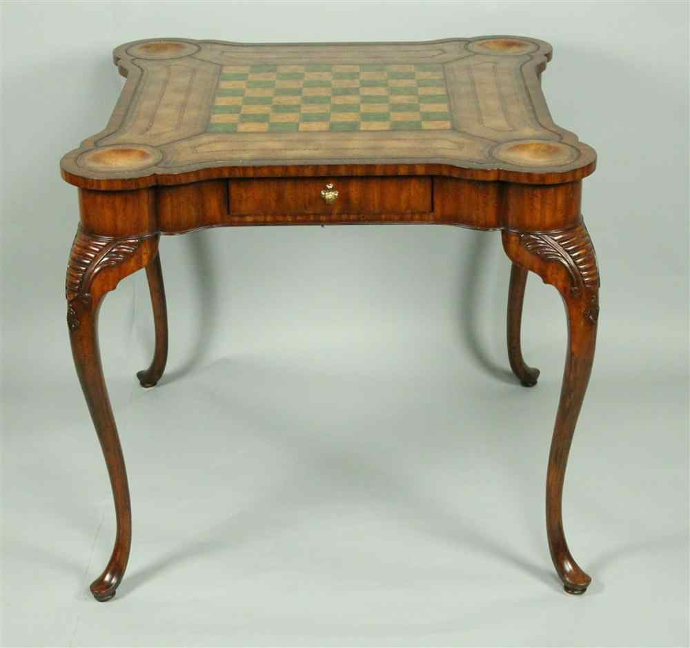 Appraisal: MAITLAND SMITH MAHOGANY GAMES TABLE WITH INSET LEATHER CHESS BOARD