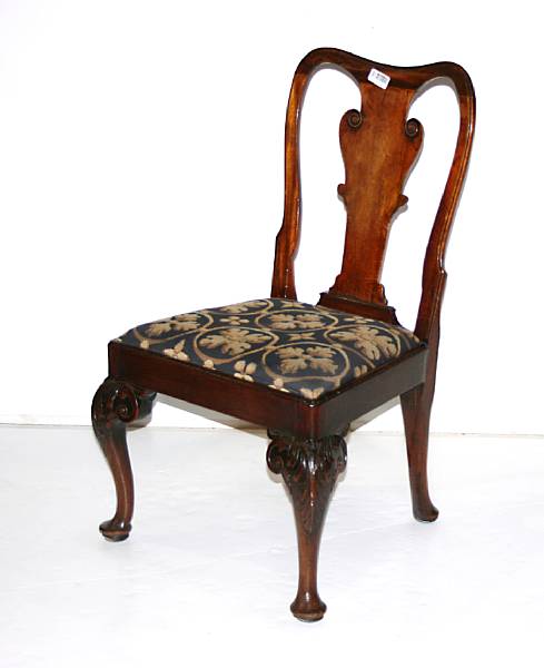 Appraisal: A George II walnut side chair th century height in