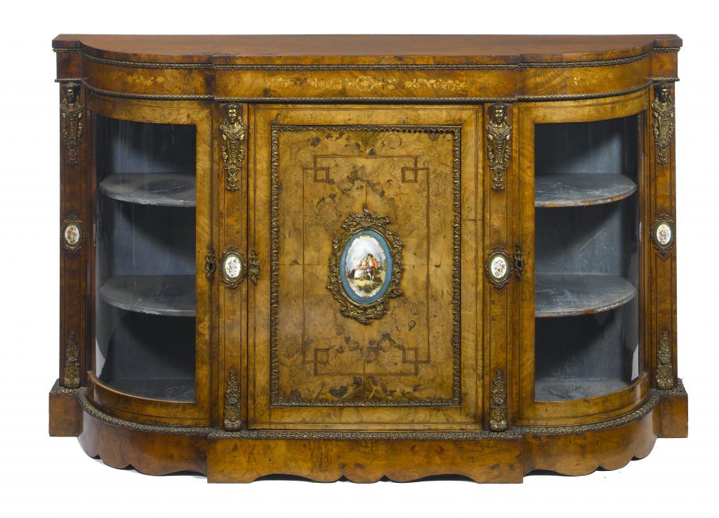 Appraisal: A VICTORIAN ORMOLU-MOUNTED BREAKFRONT SIDE CABINET with five S vres