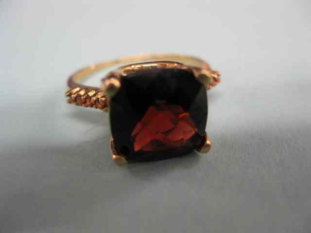 Appraisal: Garnet Ring stunning carat gem with round gems on each