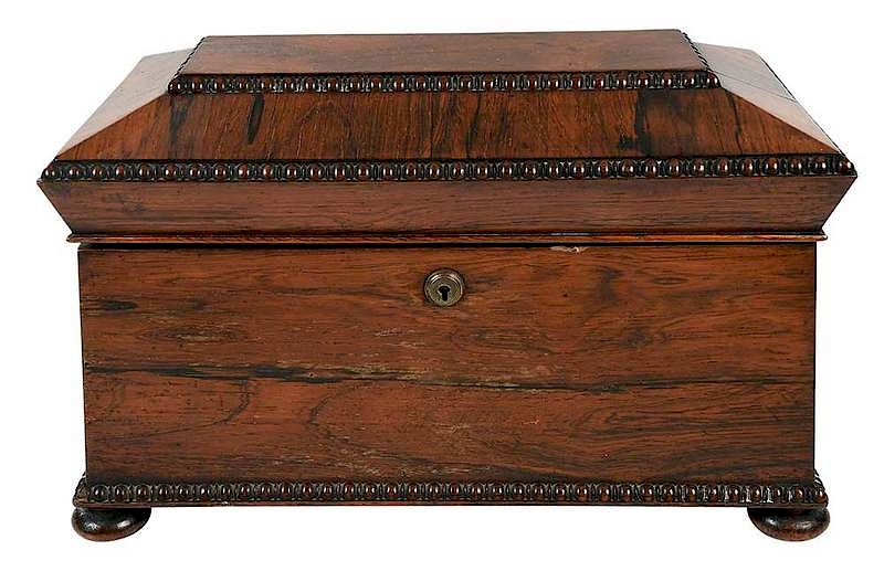 Appraisal: Regency Rosewood Tea Caddy British th century sarcophagus form with