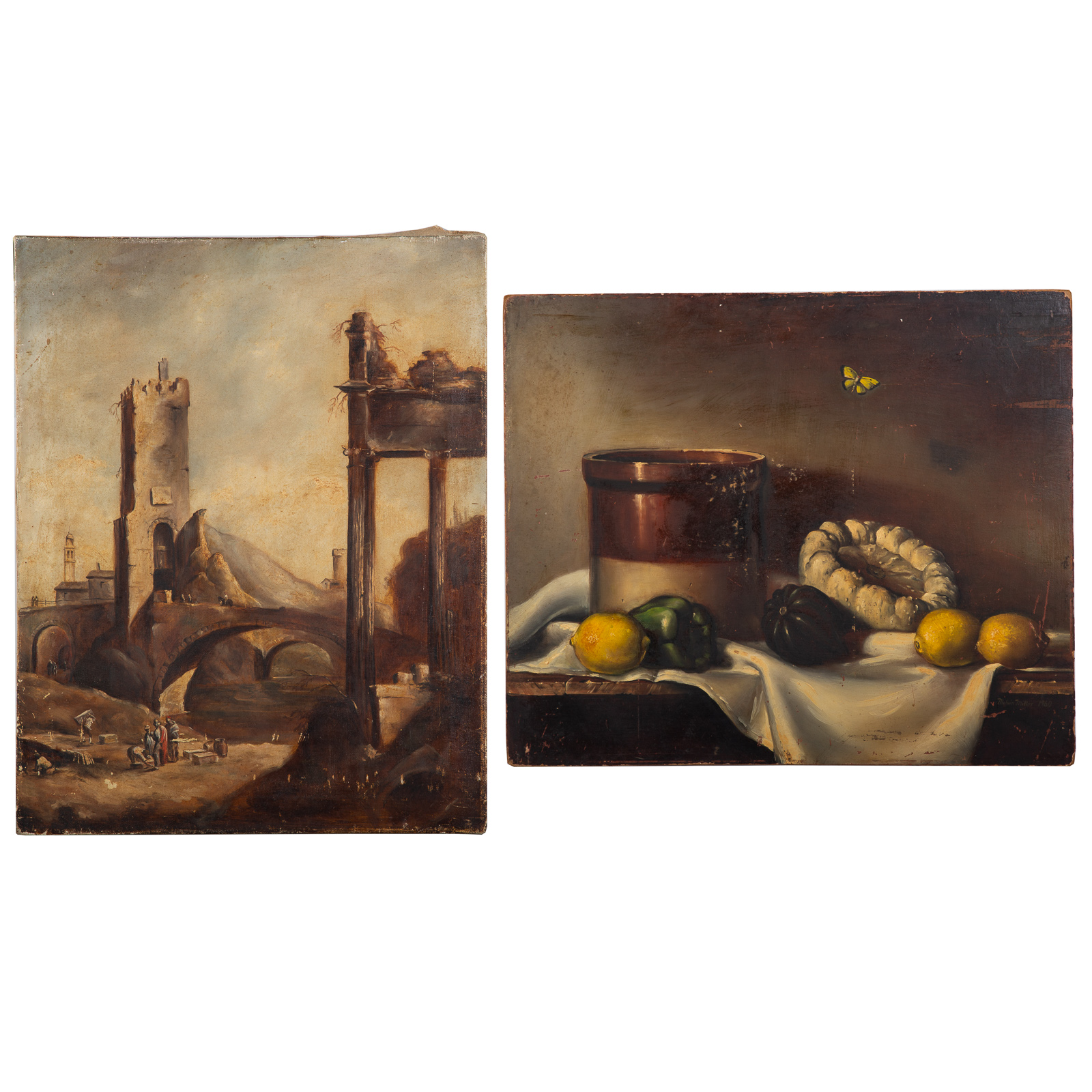 Appraisal: MELVIN MILLER TWO EARLY OILS American - Figures Among Classical