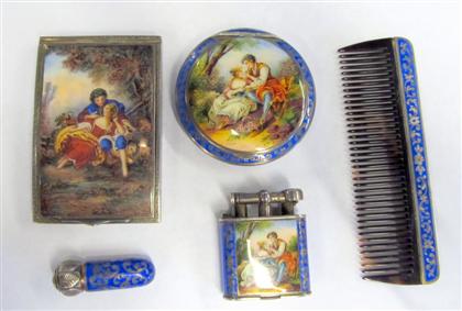 Appraisal: Austrian silver and enamel ladies accessories th century