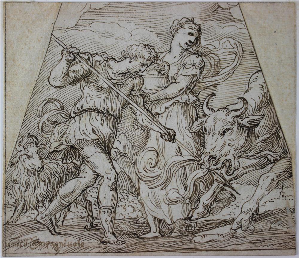 Appraisal: DOMENICO CAMPAGNOLA ITALIAN JASON AND MEDEA Pen and brown ink