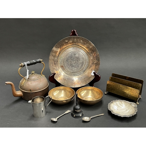 Appraisal: Assortment of copper brass silver plate approx cm Dia and