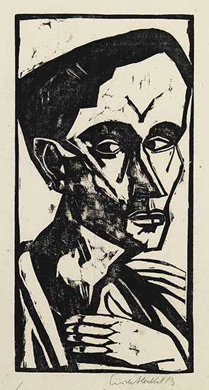 Appraisal: ERICH HECKEL Der Mann Selbstbildnis Woodcut printed in black on