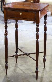 Appraisal: Sheraton work table executed in mahogany having a rectangular top