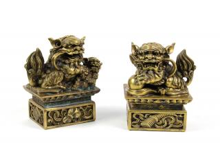 Appraisal: A PAIR OF CHINESE GILT BRONZE FU DOGS A PAIR