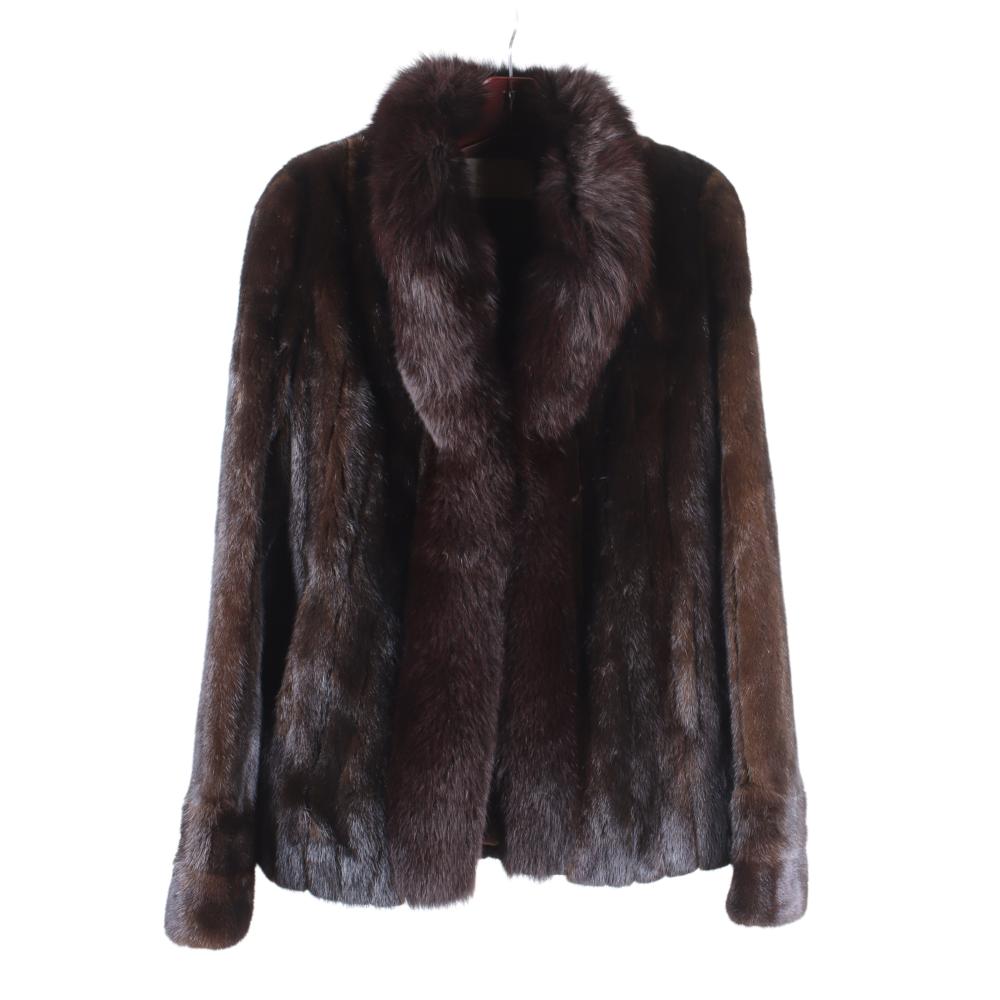 Appraisal: Ranch mink fur coat with fox tuxedo Includes Garment Appraisal