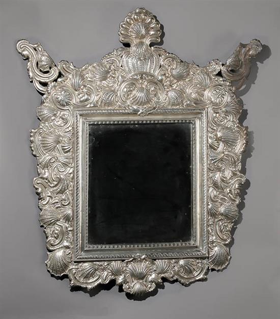 Appraisal: Spanish Colonial Rococo Style Tested Silver Mirror Late th Century