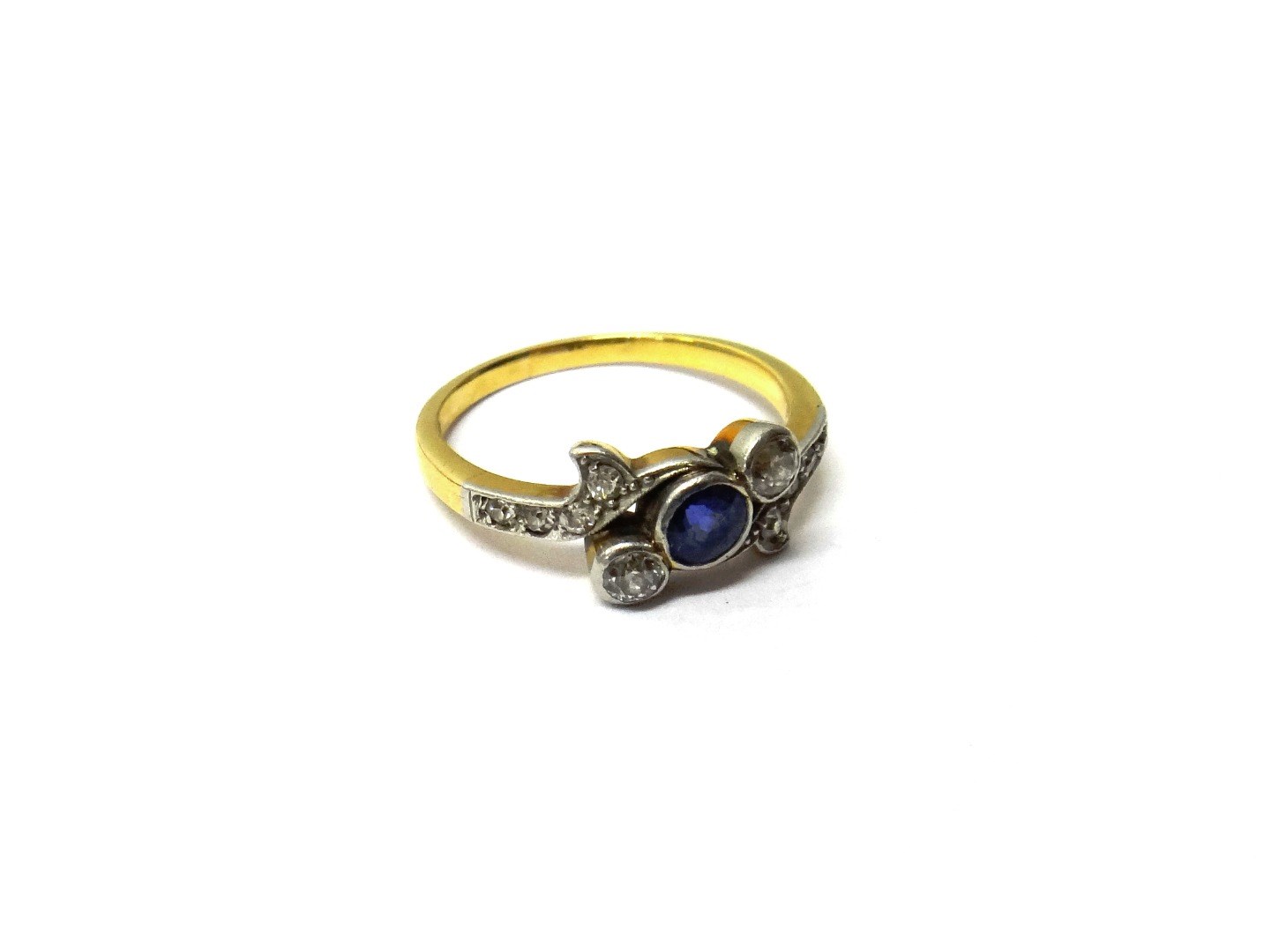 Appraisal: A gold sapphire and diamond set ring mounted with the