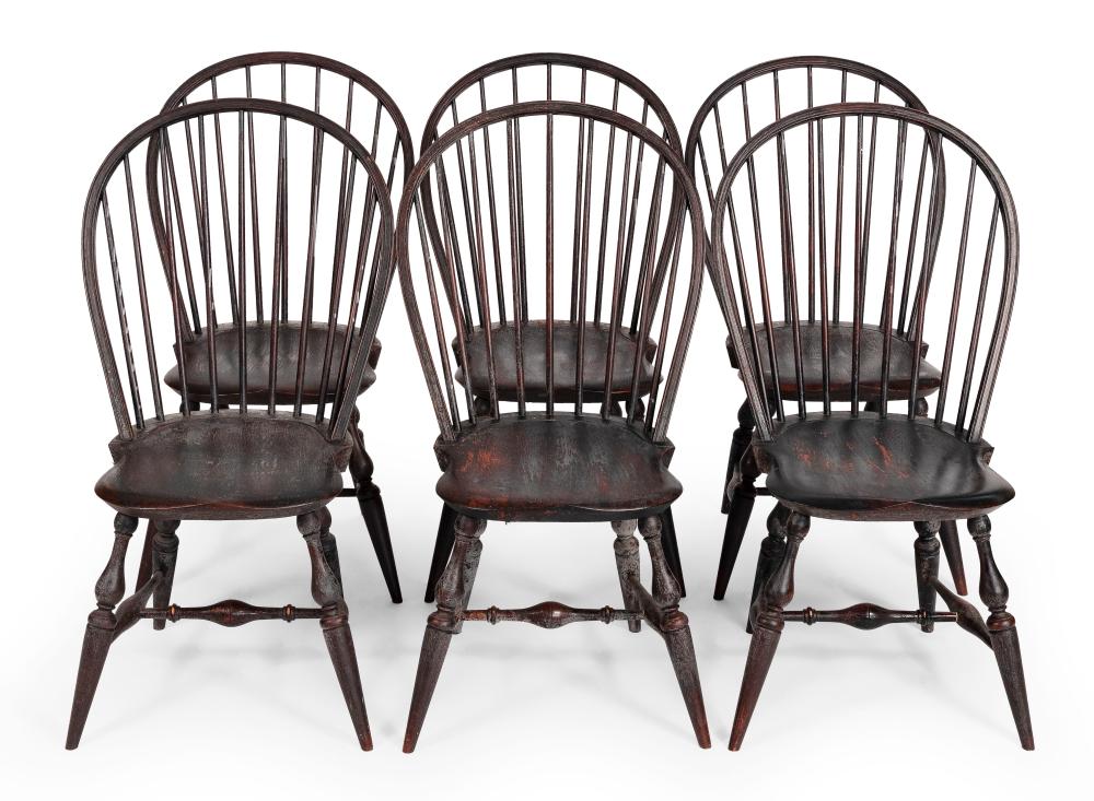 Appraisal: SET OF SIX WARREN CHAIR WORKS BOW-BACK WINDSOR CHAIRS Warren